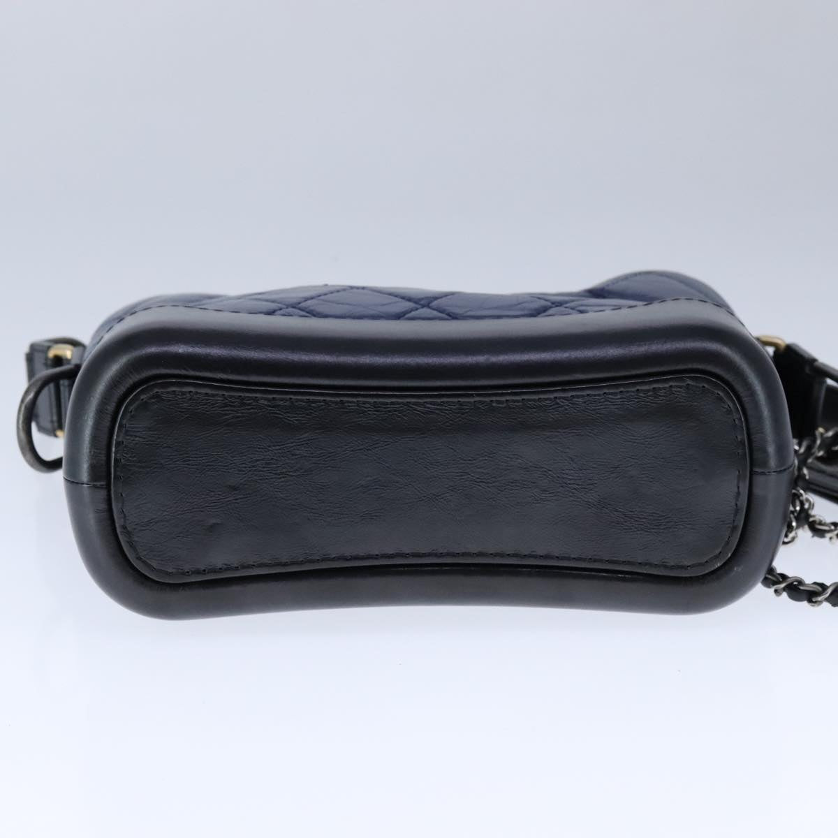 CHANEL Matelasse Chain Shoulder Bag Lamb Skin Blue CC PP130
