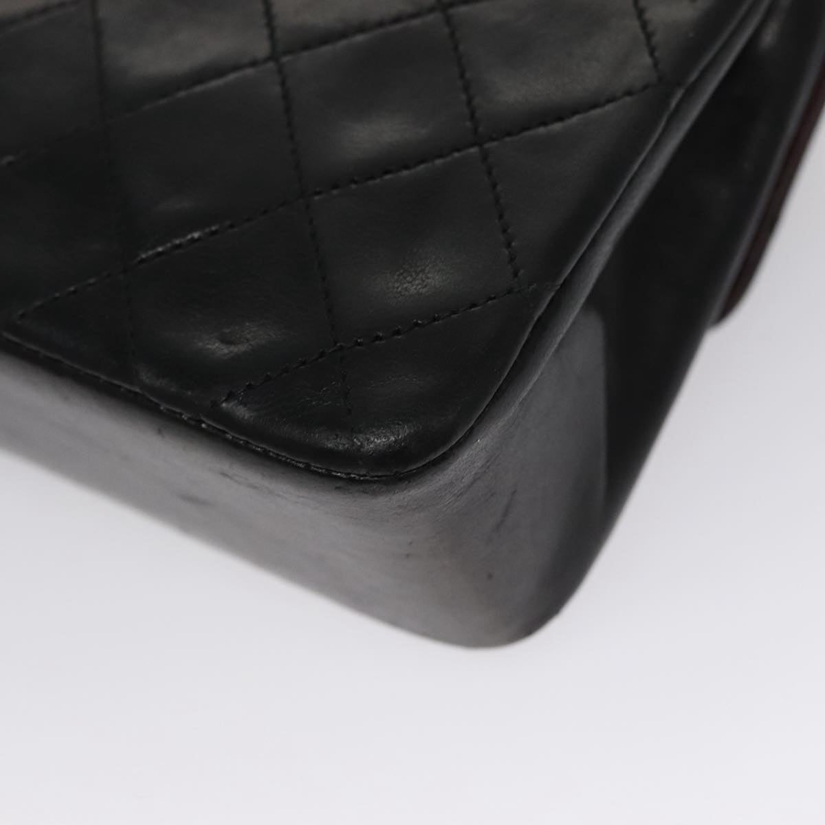 CHANEL Chain Matelasse Shoulder Bag Lamb Skin Black Gold CC PP133