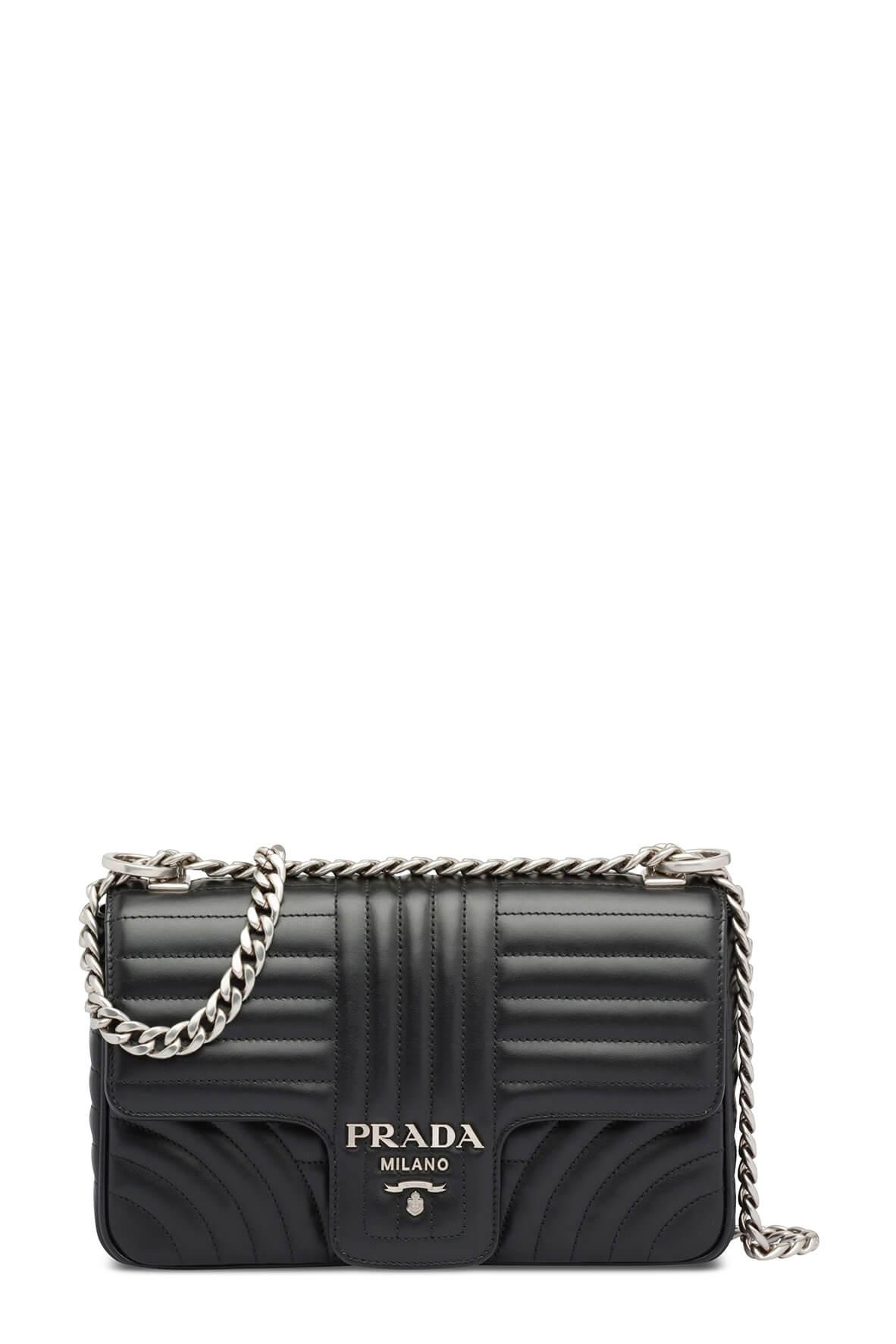 Diagramme Medium Shoulder Bag Black with Silver Hardware