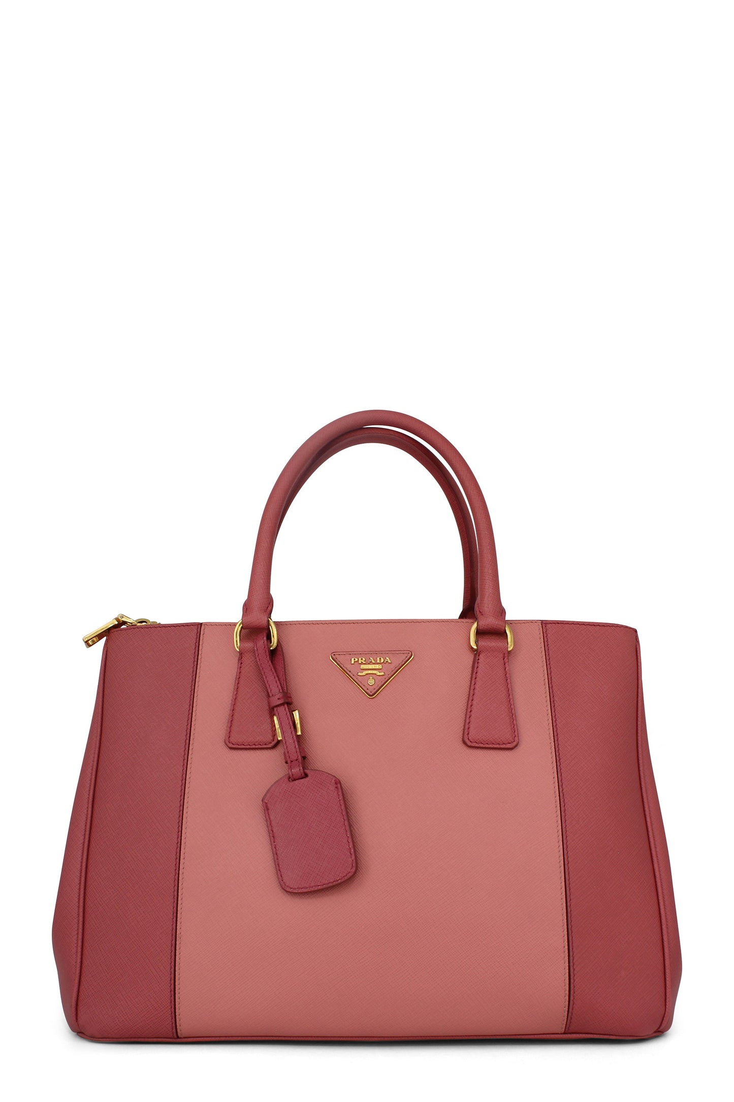 Medium Saffiano Lux Double Zip Tote Pink Multi