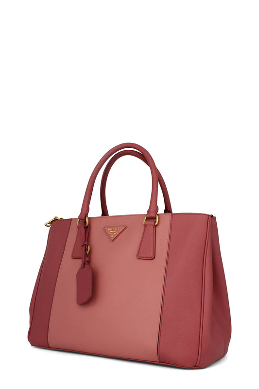 Medium Saffiano Lux Double Zip Tote Pink Multi