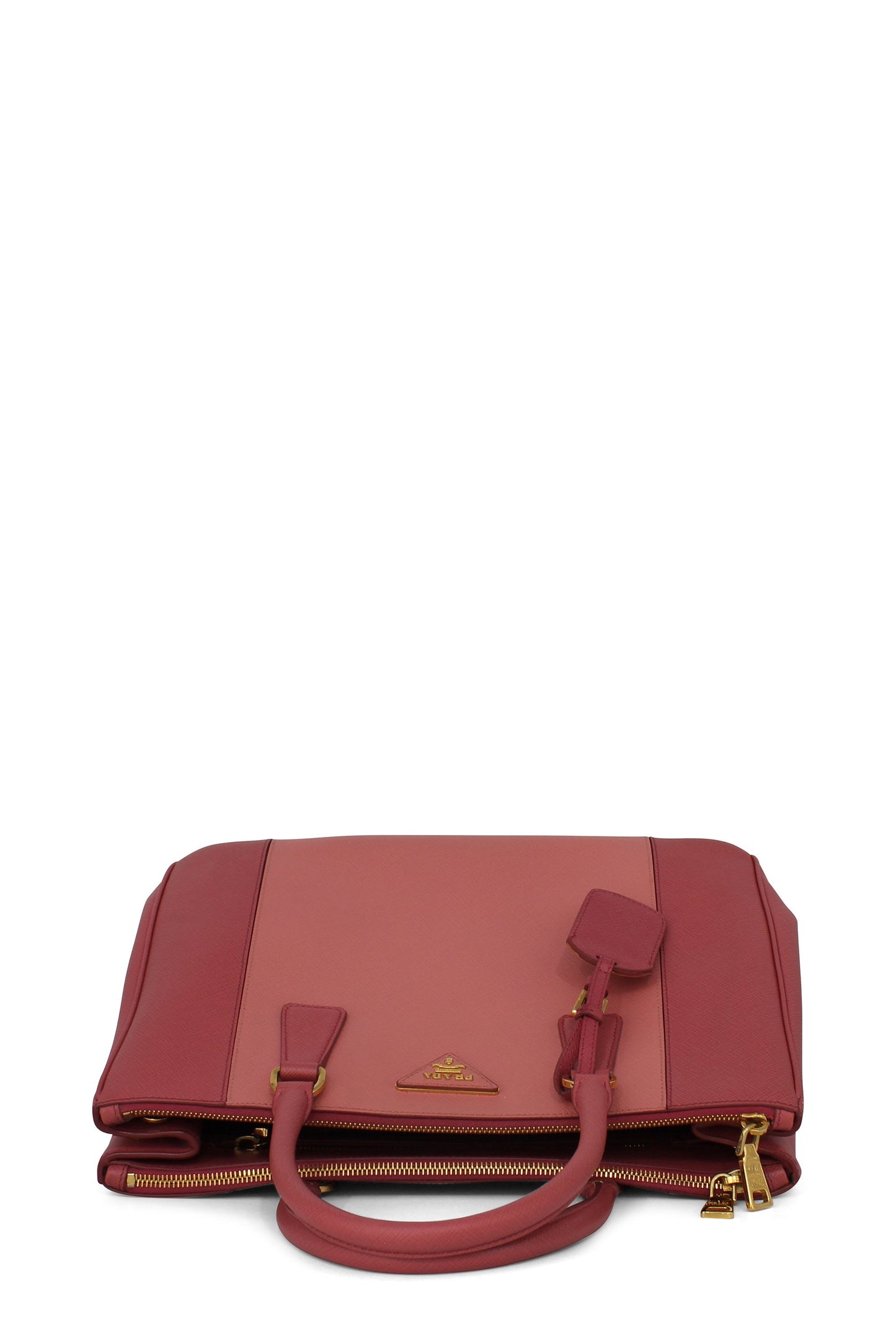 Medium Saffiano Lux Double Zip Tote Pink Multi