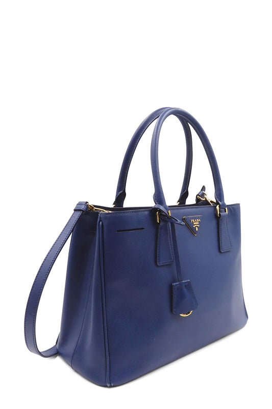 Medium Saffiano Lux Single Zip Tote Bluette