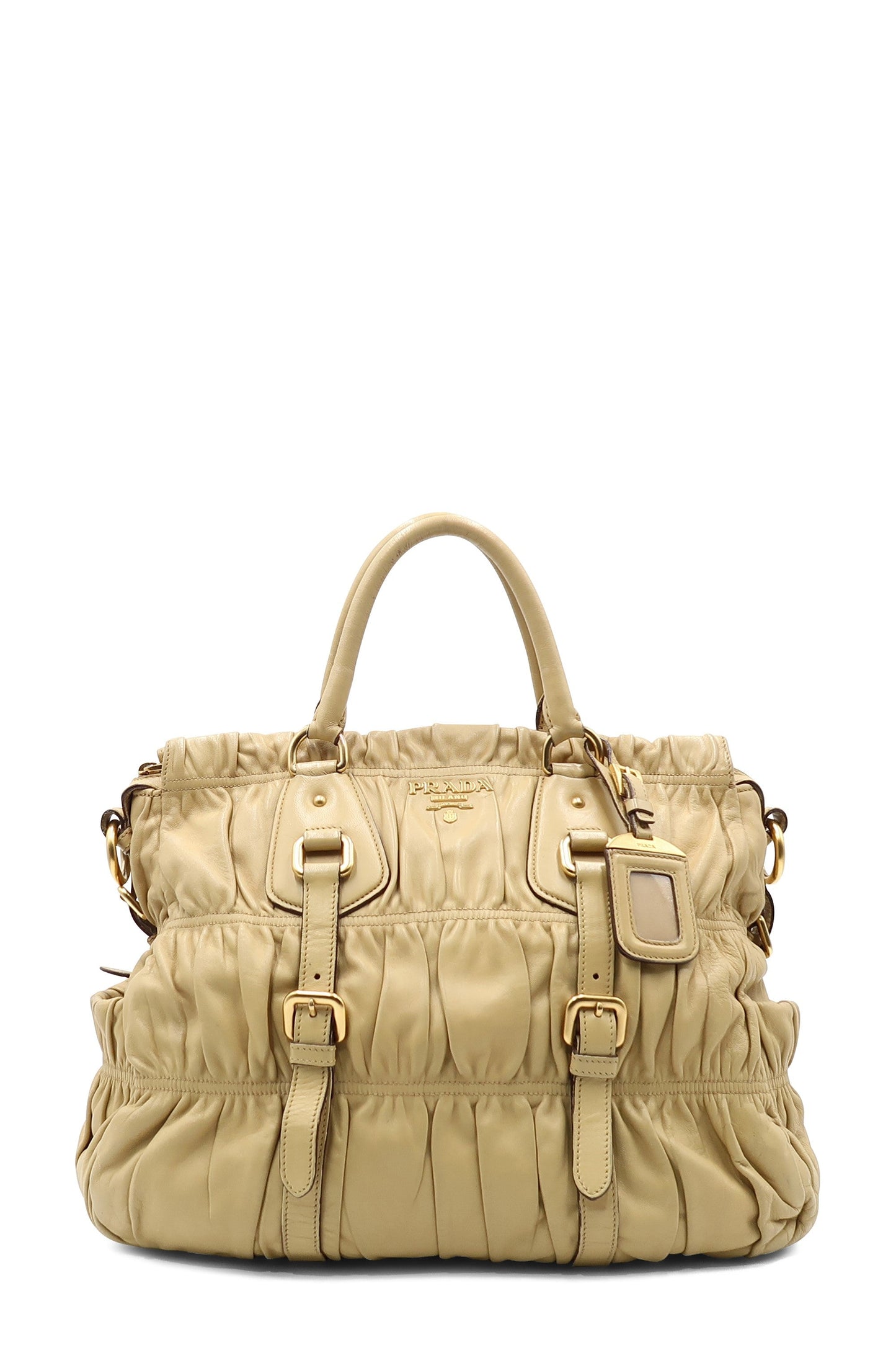Nappa Gaufre Satchel with Buckle Tan