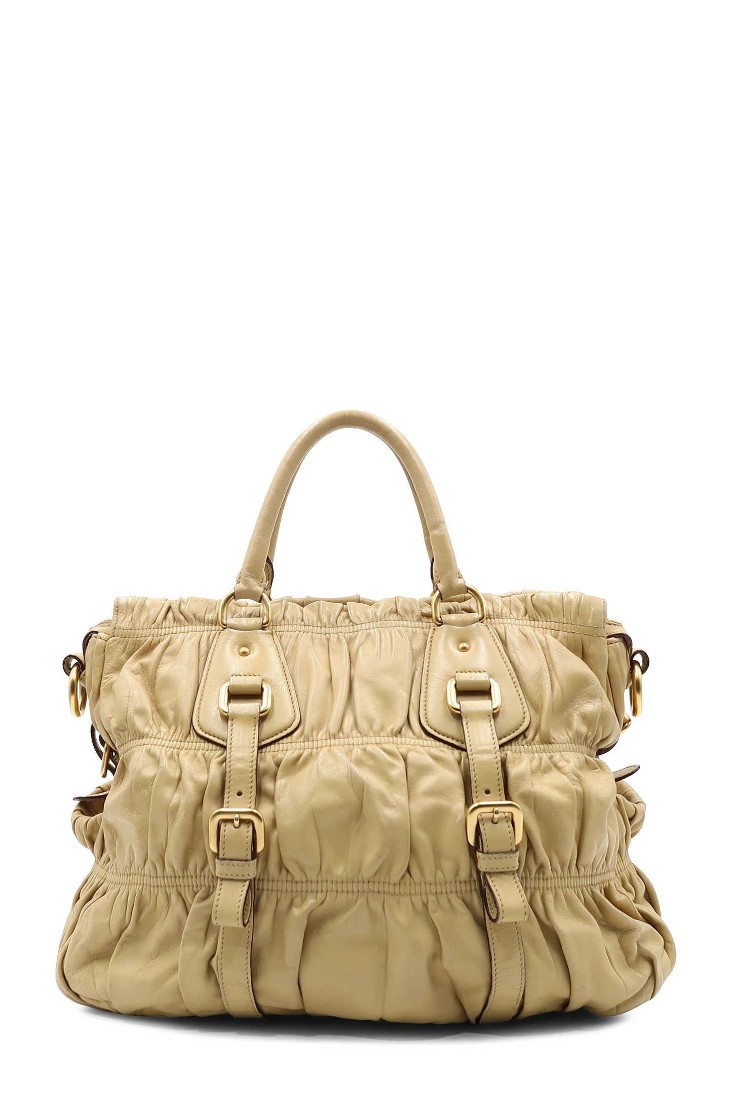 Nappa Gaufre Satchel with Buckle Tan