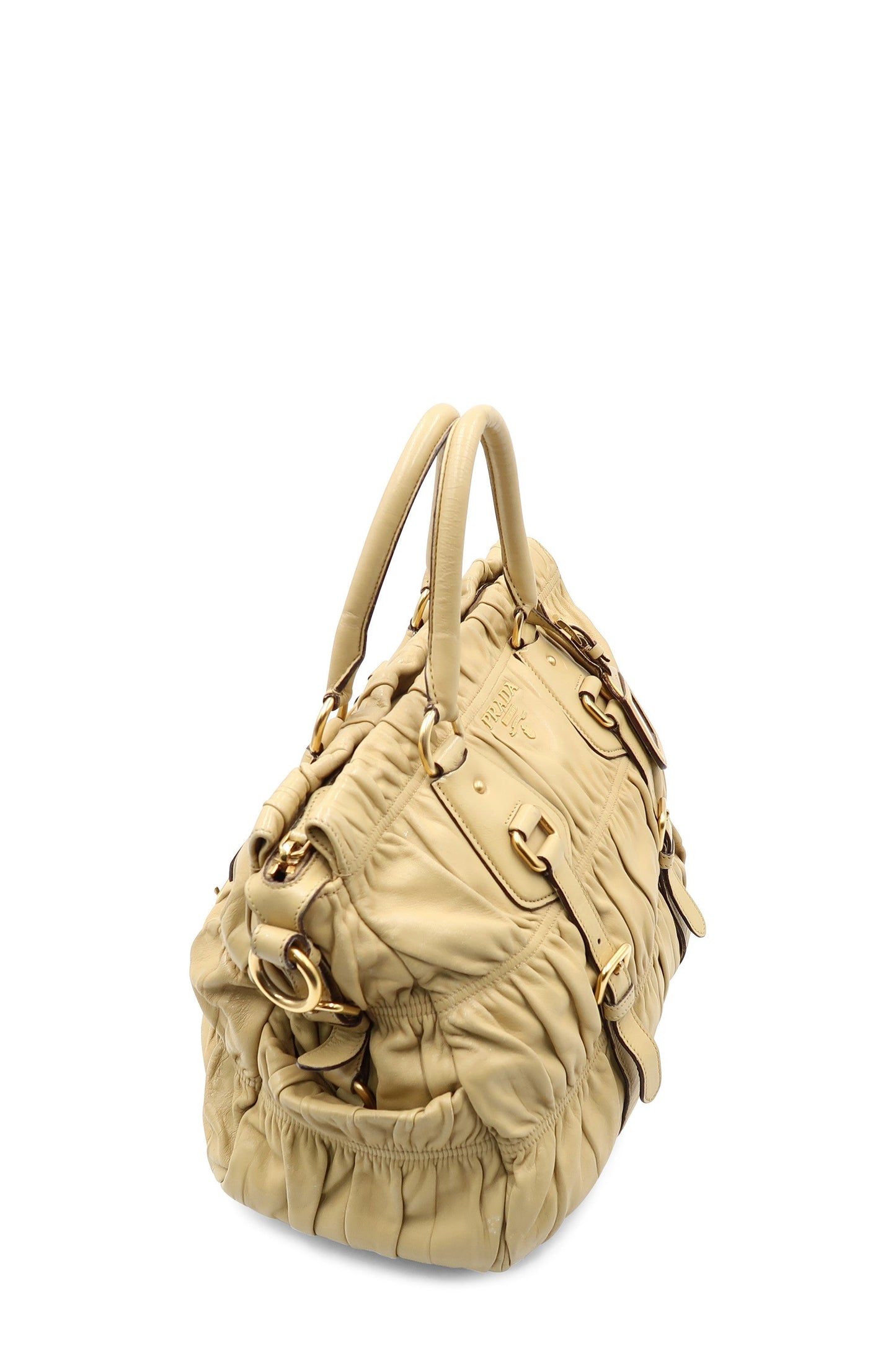 Nappa Gaufre Satchel with Buckle Tan