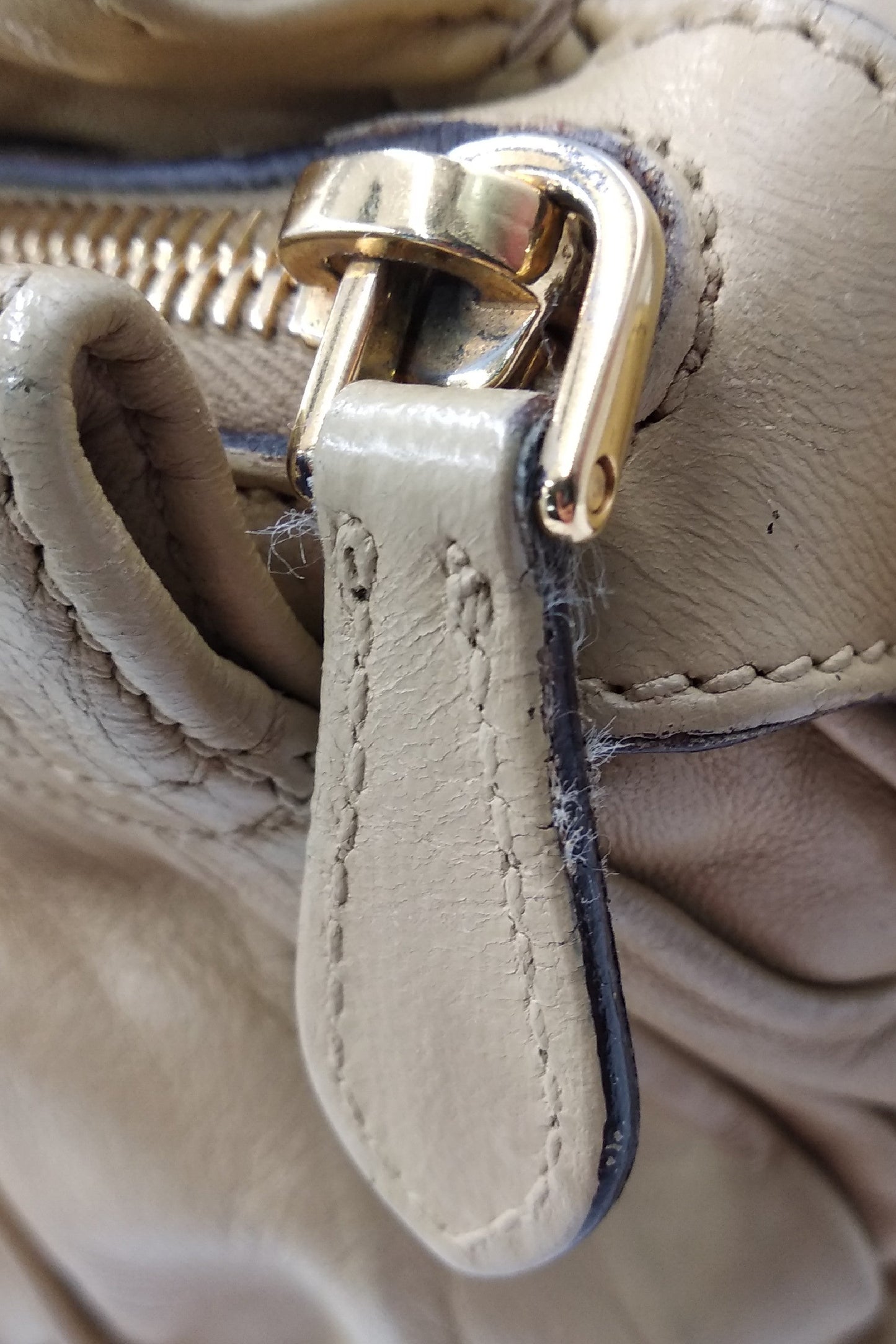 Nappa Gaufre Satchel with Buckle Tan