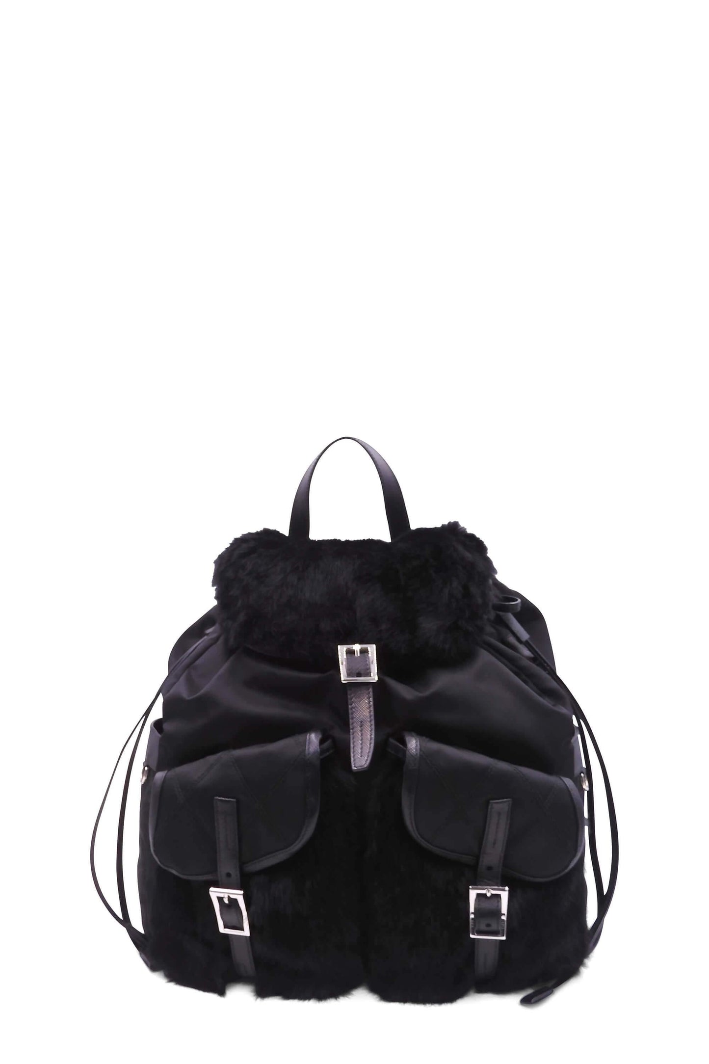 Nylon Fur Backpack Nero