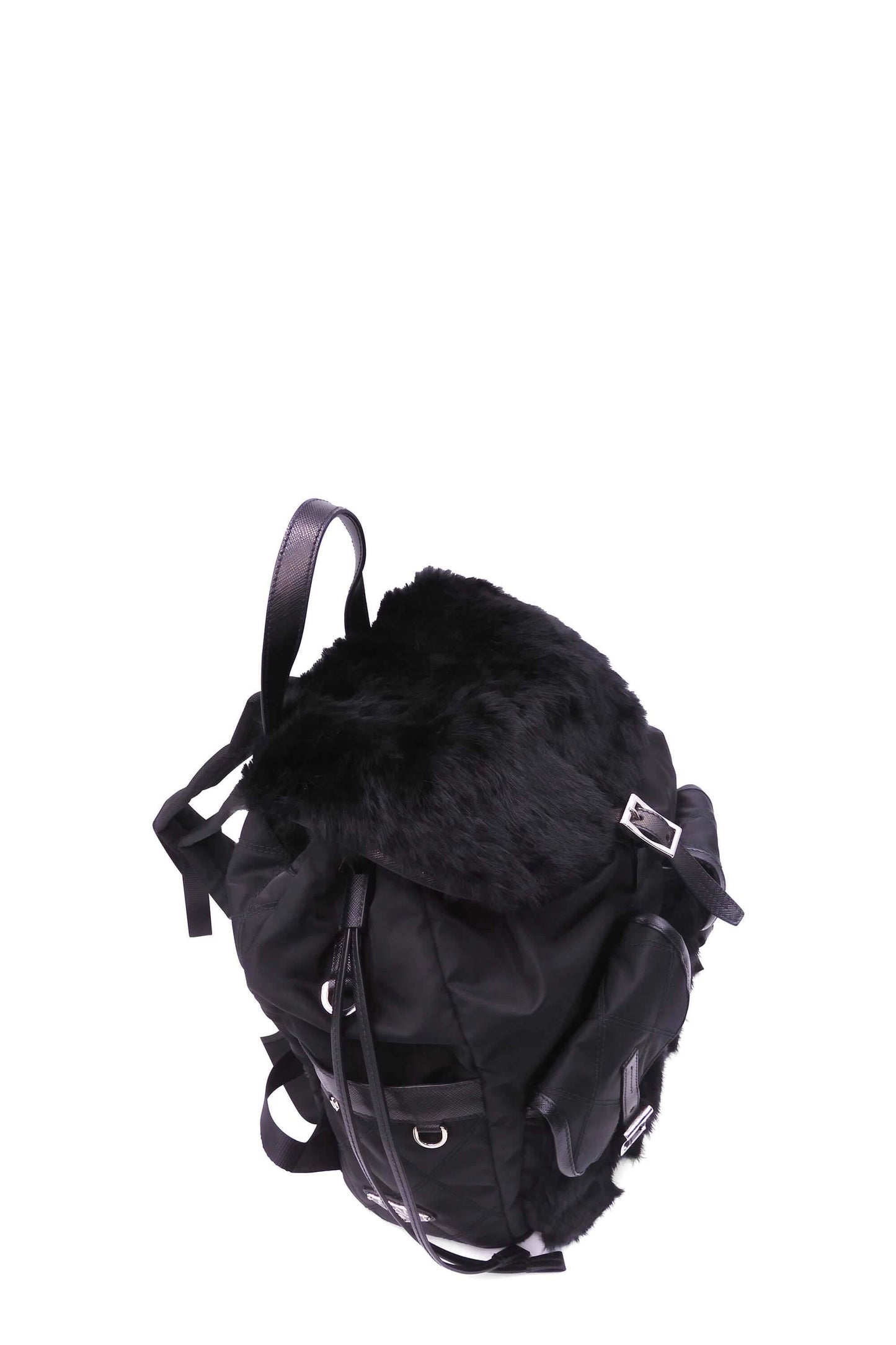 Nylon Fur Backpack Nero