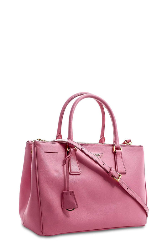 Medium Saffiano Lux Double Zip Tote Begonia