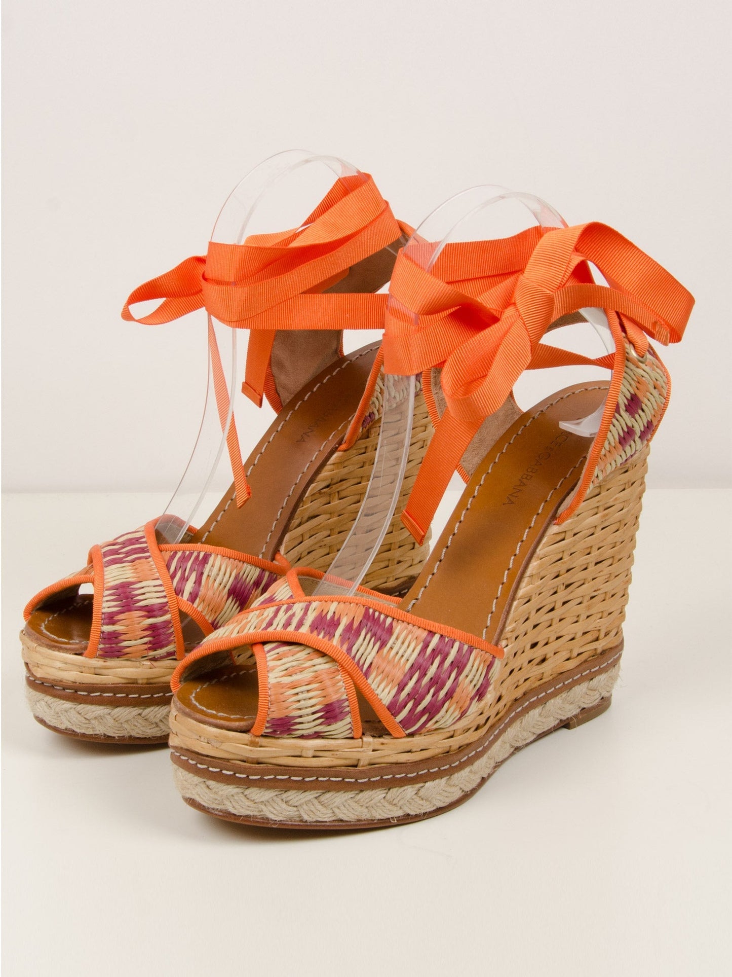 Orange Basket Weave Wedges