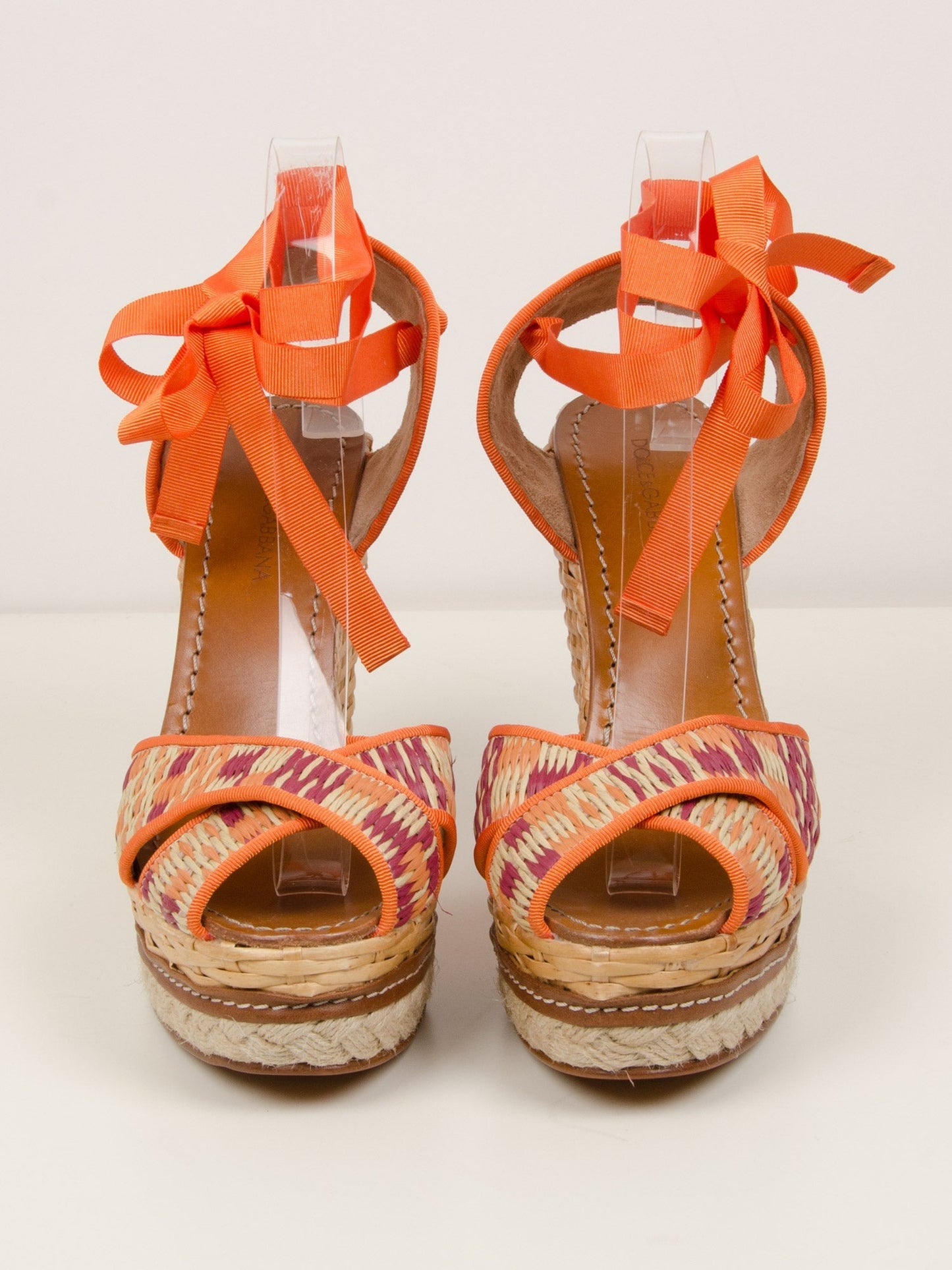 Orange Basket Weave Wedges