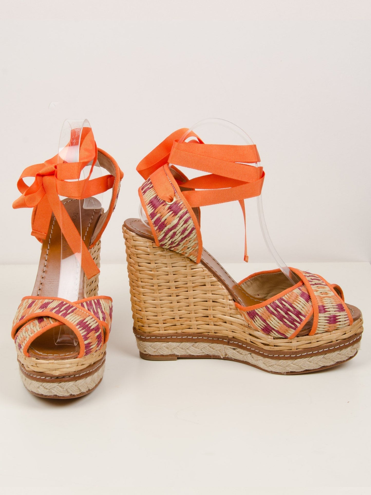 Orange Basket Weave Wedges