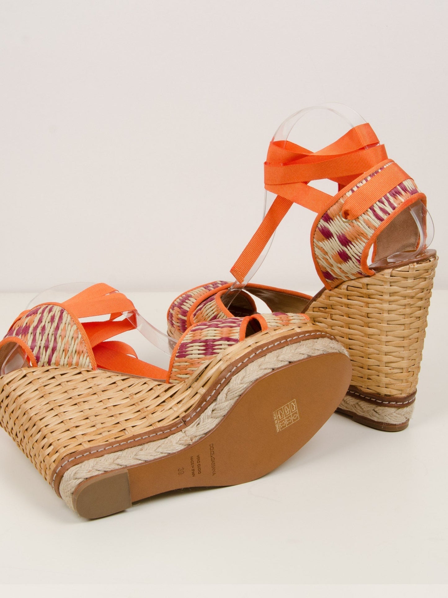 Orange Basket Weave Wedges
