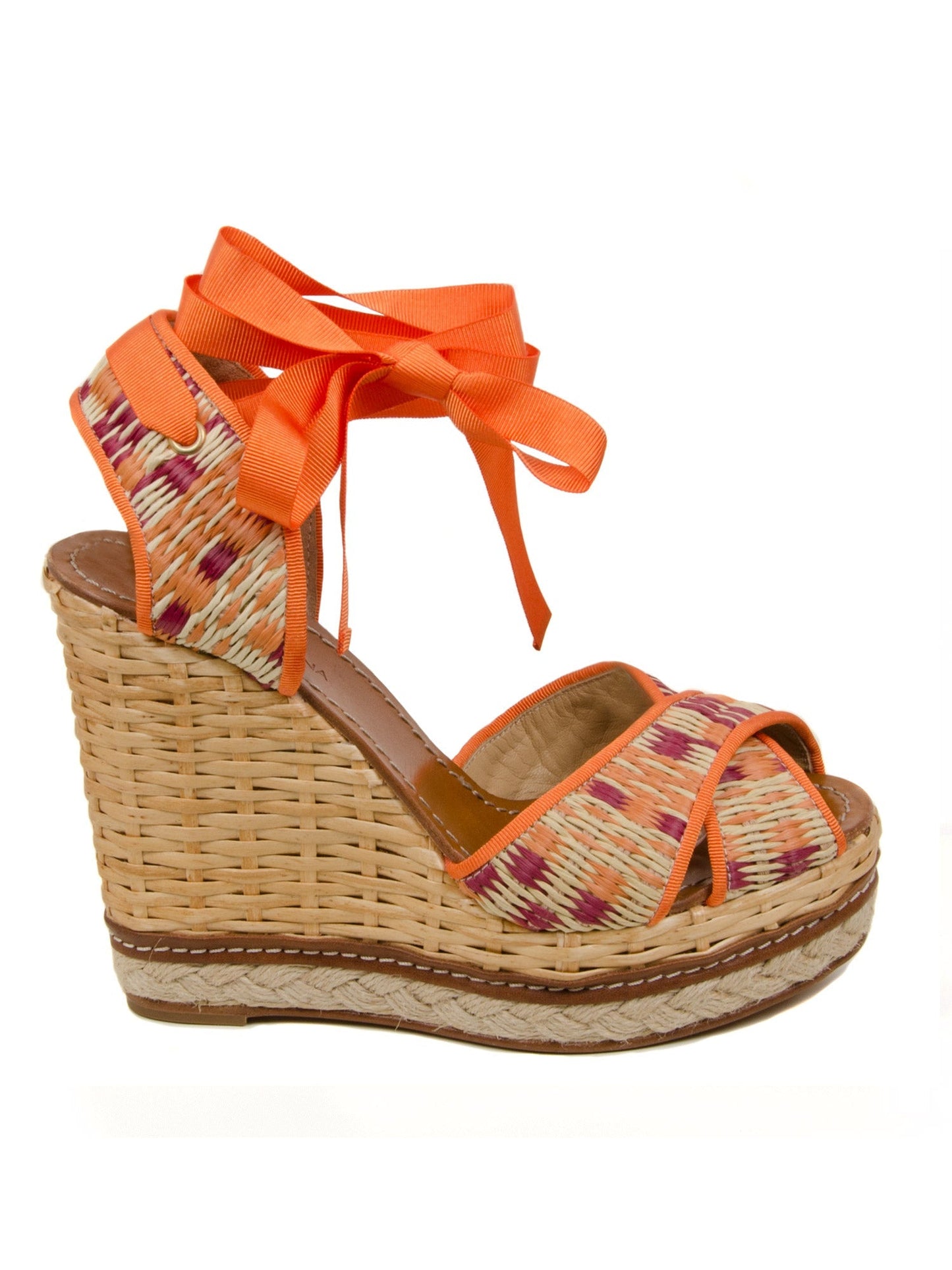 Orange Basket Weave Wedges