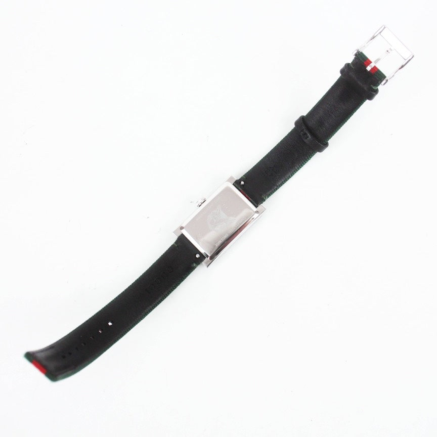 Gucci Green Red Rectangular Watch With Striped Nylon Strap