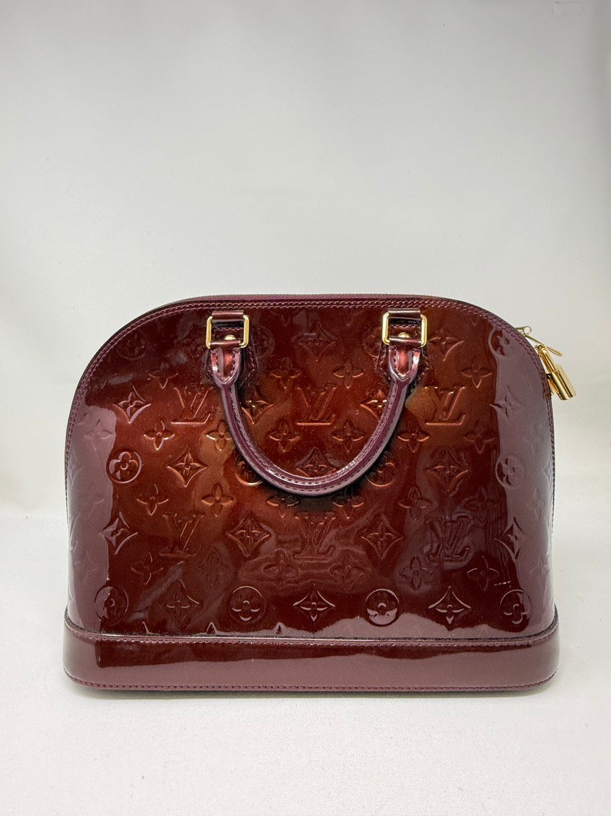 Louis Vuitton Monogram Vernis Alma PM Handbag Brown Medium