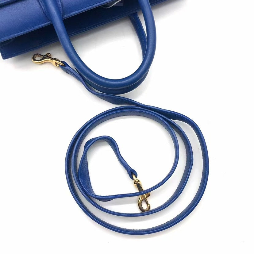 Saint Laurent Sac De Jour Blue Leather Handbag Medium
