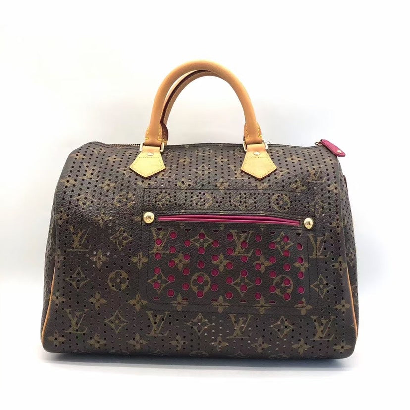 Louis Vuitton Speedy 30 Brown Monogram Perforated Satchel Bag