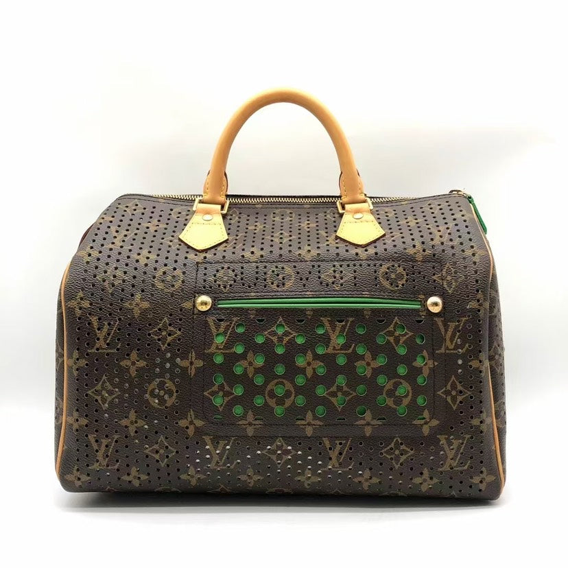 Louis Vuitton Speedy 30 Monogram Perforated Brown Green Bag