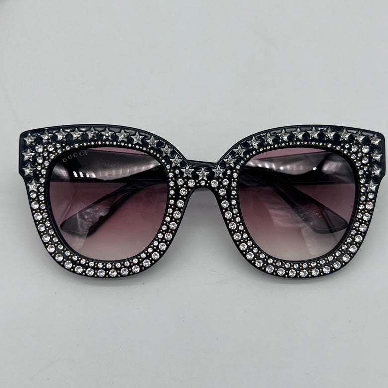 Gucci Black Studded Cat Eye Sunglasses with Gradient Lenses