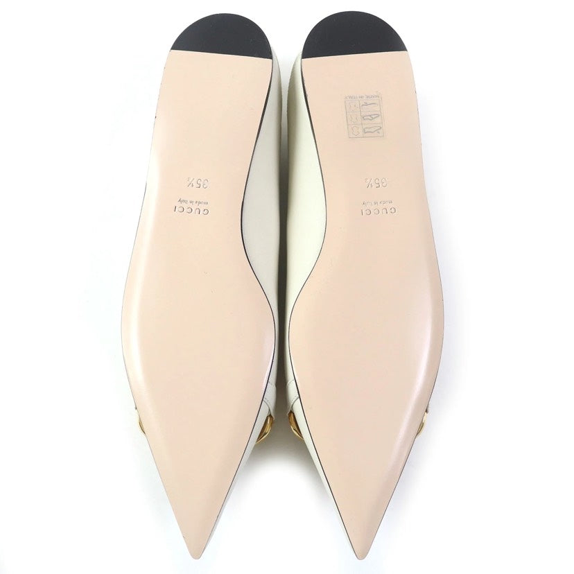 Gucci White Horsebit Chain Accent Loafers Size 35.5