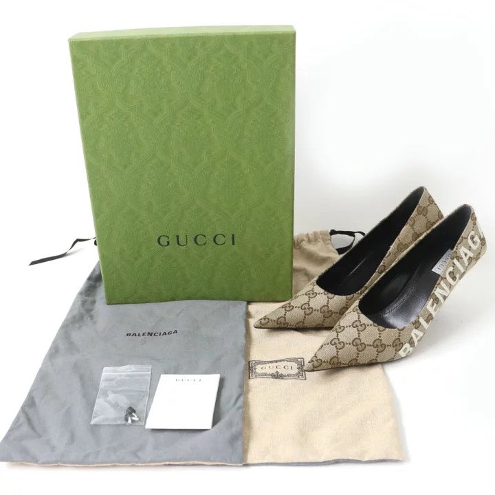 Gucci x Balenciaga Beige Monogram Heels Size 36.5