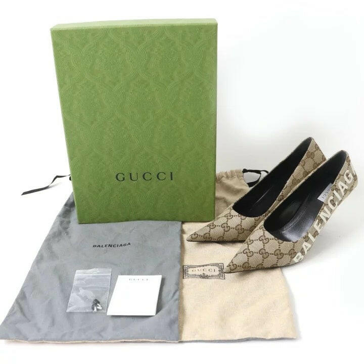 Gucci x Balenciaga Beige Monogram Heels Size 36.5