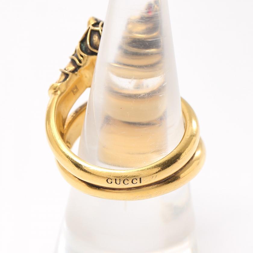 Gucci Tiger Head Ring with Swarovski Crystals in Gold and Red - Size 7