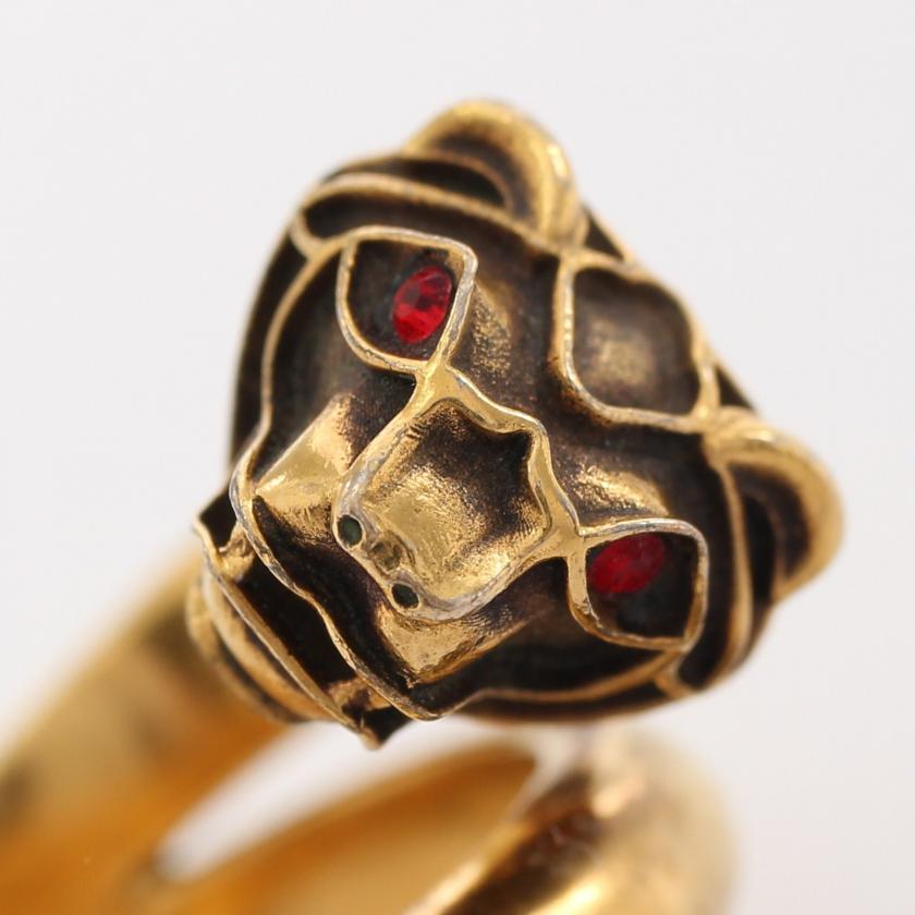 Gucci Tiger Head Ring with Swarovski Crystals in Gold and Red - Size 7