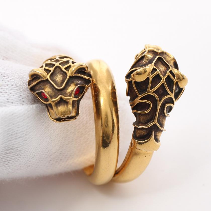 Gucci Tiger Head Ring with Swarovski Crystals in Gold and Red - Size 7