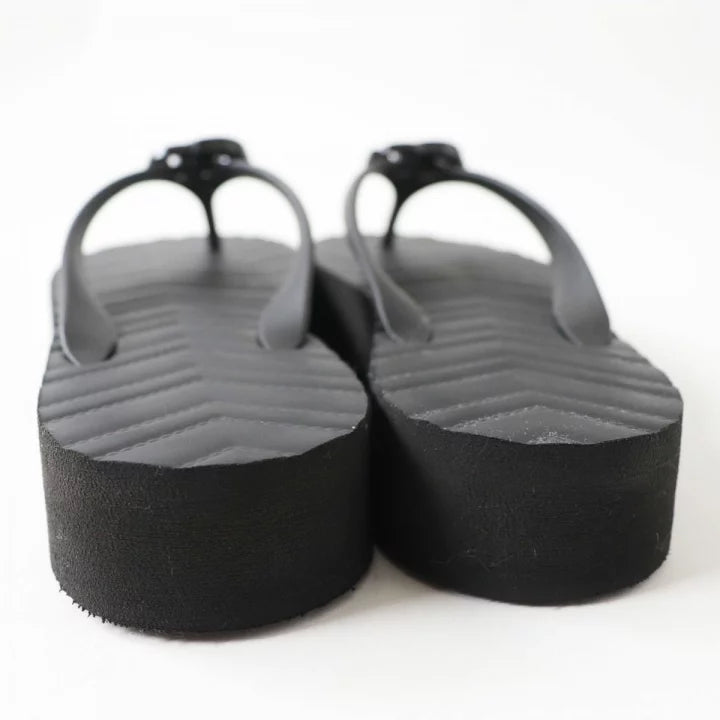 Gucci Black Flip Flop Sandals Size 38 Black Rubber Beach Slippers