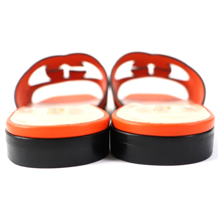 Gucci Orange Leather Slide Sandals - Size 36
