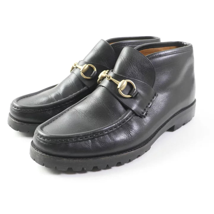 Gucci Men's Black Leather Horsebit Loafers Size 40.5