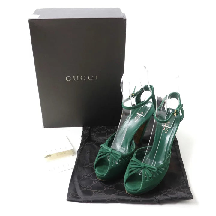 Gucci Green Suede Strappy Open Toe Heels Size 36C