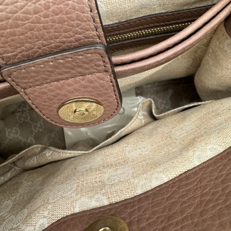 Gucci Leather Brown 2-Way Bamboo Handbag with Adjustable Strap