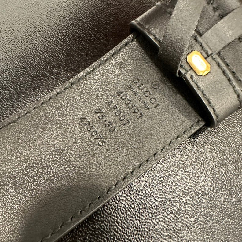 Gucci GG Marmont Black Leather Belt with Gold Buckle, Adjustable 70-80cm (27.5-31.5ÃƒÂ¢Ã¢â€šÂ¬Ã‚Â)