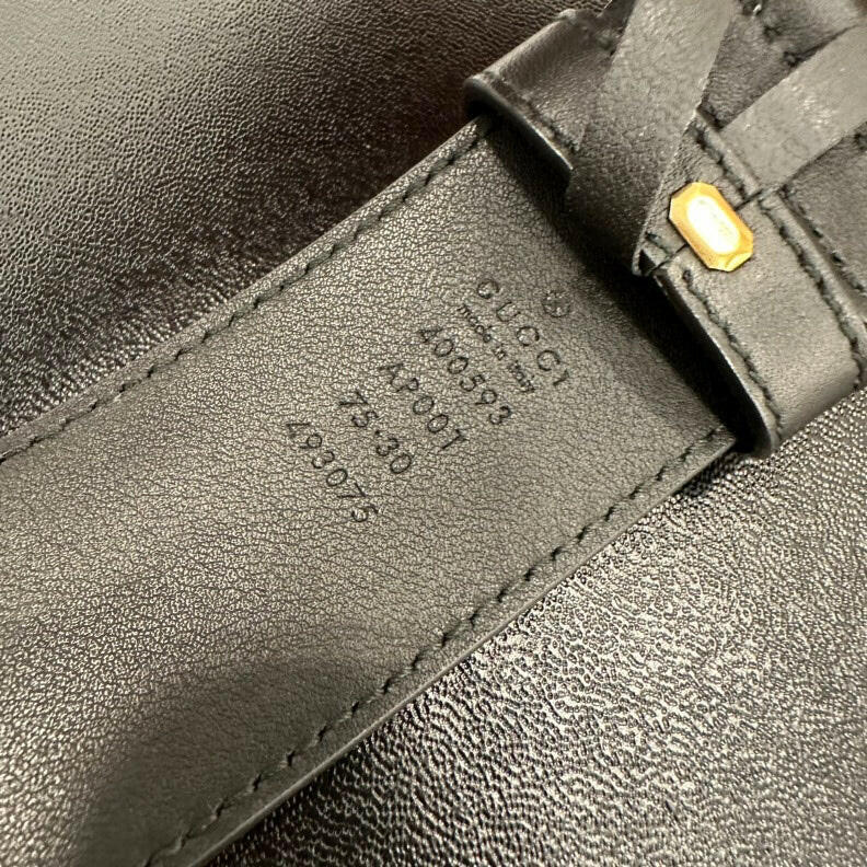 Gucci GG Marmont Black Leather Belt with Gold Buckle, Adjustable 70-80cm (27.5-31.5ÃƒÂ¢Ã¢â€šÂ¬Ã‚Â)