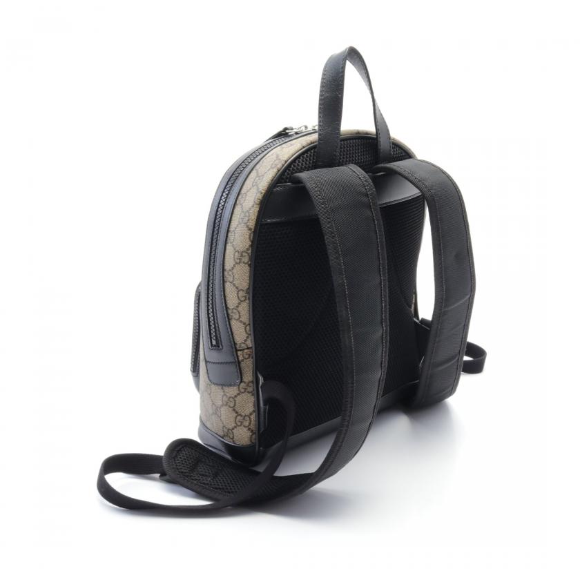 Gucci GG Supreme Small Backpack Rucksack PVC Leather Beige Black