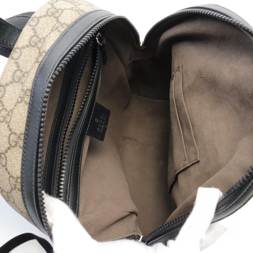 Gucci GG Supreme Small Backpack Rucksack PVC Leather Beige Black