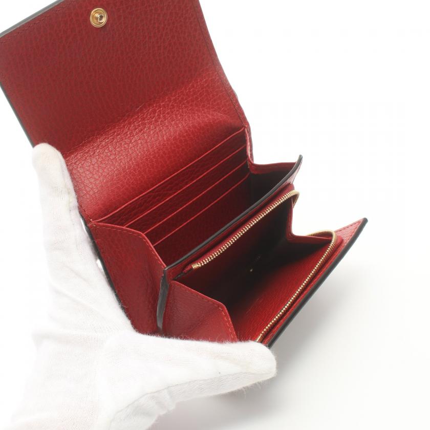 Gucci GG Marmont Bi-Fold Wallet in Red/Beige PVC Leather - GG Supreme Pattern