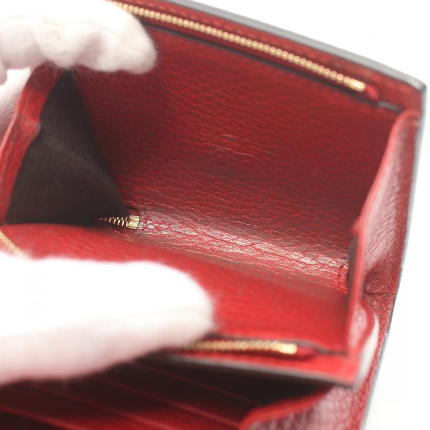 Gucci GG Marmont Bi-Fold Wallet in Red/Beige PVC Leather - GG Supreme Pattern