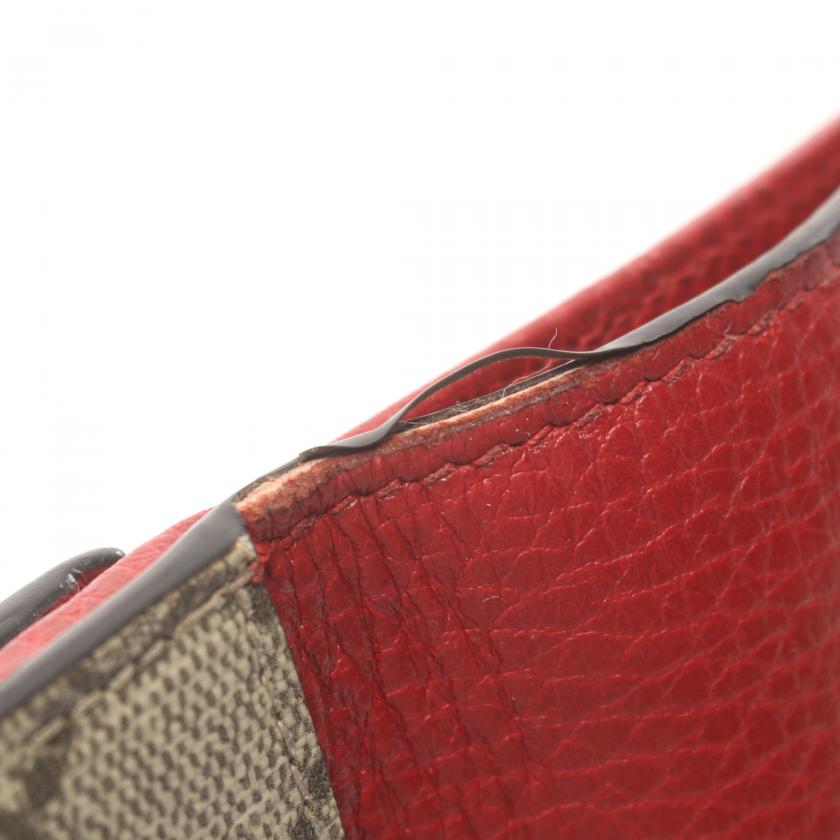Gucci GG Marmont Bi-Fold Wallet in Red/Beige PVC Leather - GG Supreme Pattern