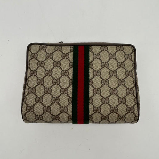 Gucci Beige Multicolor Canvas Leather Medium Clutch & Wristlet