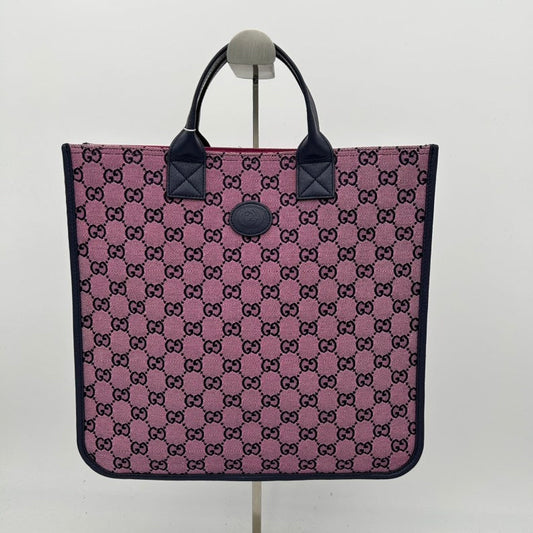 Gucci Monogram Retro Interlocking G Children's Tote - Pink Navy Small