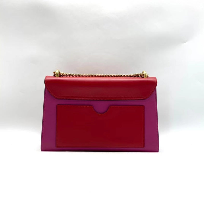 Gucci Padlock Bag Medium Red and Purple Leather with Gold Chain Strap