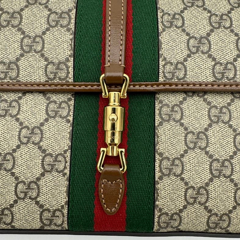 Gucci GG Monogram Canvas Leather Waist Bag Beige Brown - Adjustable Strap Belt Bag