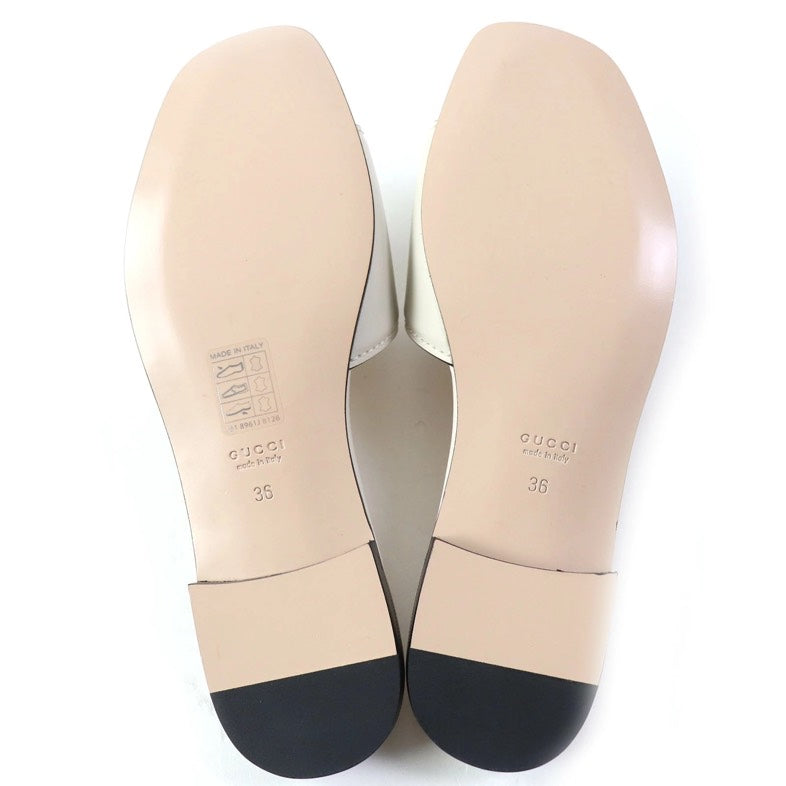 Gucci White Leather Slide Sandals Size 36 with Box and Dust Bags
