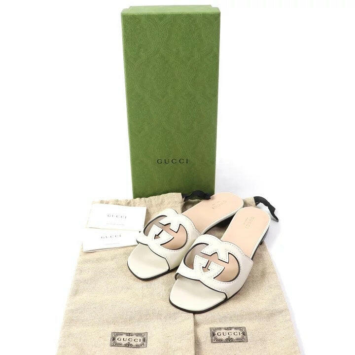 Gucci Women's White Slide Sandals With Double G Logo - Size 36