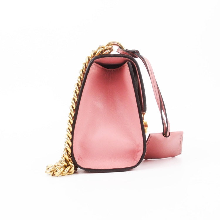Gucci Padlock Small Pink Leather Bag with Gold Chain